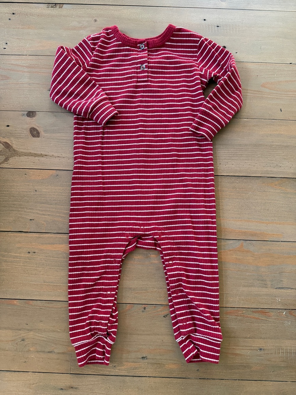 Nordstrom Red Striped One-Piece Long Sleeve Romper - 18 Months